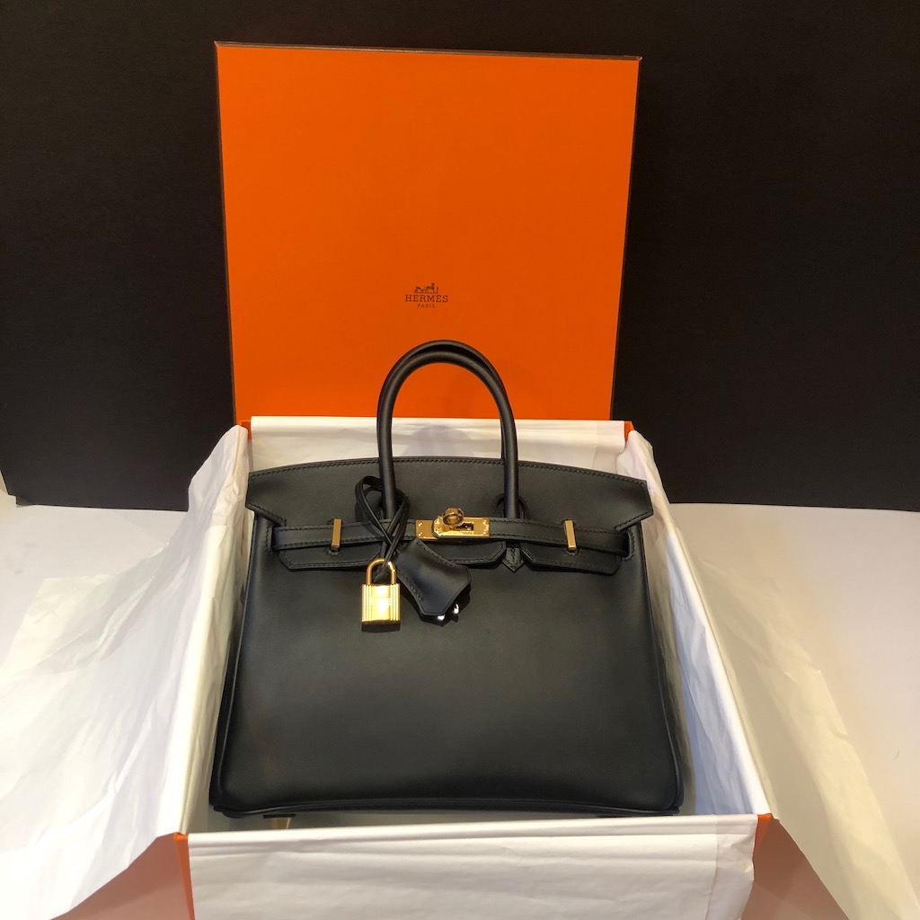 HERMÈS Birkin 25 Black Jonathan Leather Gold Hardware - Image 4