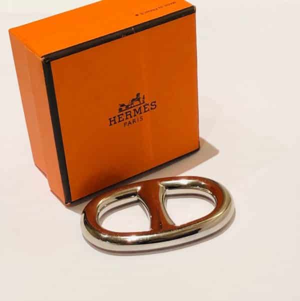 HERMÈS Chaine d'Ancre Scarf Ring Vintage silver Palladium Plated W/Box - Image 6
