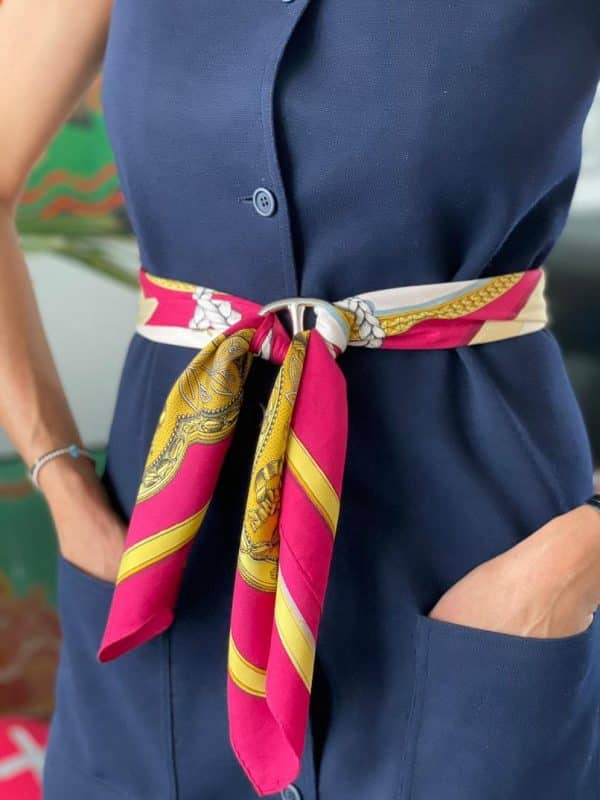 HERMÈS Scarf Brides de Gala Silk H Grygkar Navy Blue Gold W/Box - Image 7