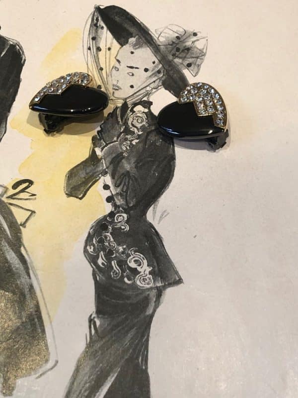 YVES SAINT-LAURENT Vintage Enamel Crystal Heart Clip-On Earrings - Image 4