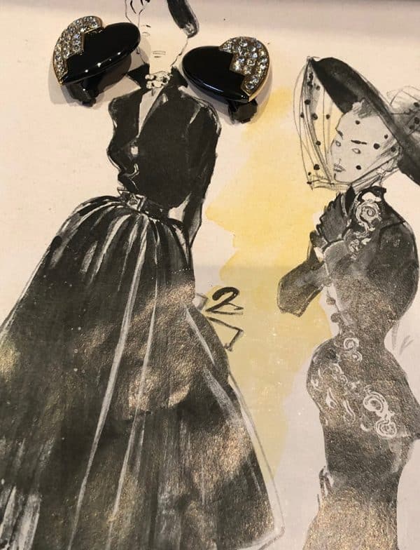 YVES SAINT-LAURENT Vintage Enamel Crystal Heart Clip-On Earrings - Image 2