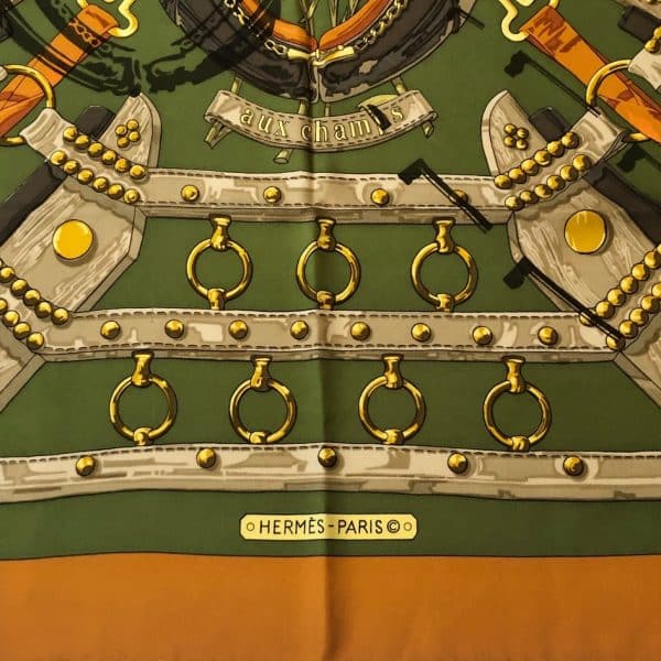 HERMÈS Scarf Carré Aux Champs Vintage 1970s Original Issue - Image 3