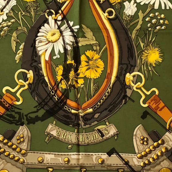 HERMÈS Scarf Carré Aux Champs Vintage 1970s Original Issue - Image 4