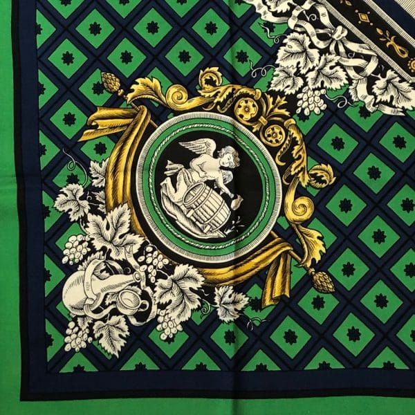 HERMÈS Scarf Carré La Treille - Hussard et Cantinière 1964 Rare Green Blue - Image 8