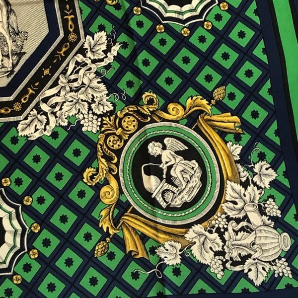 HERMÈS Scarf Carré La Treille - Hussard et Cantinière 1964 Rare Green Blue - Image 6