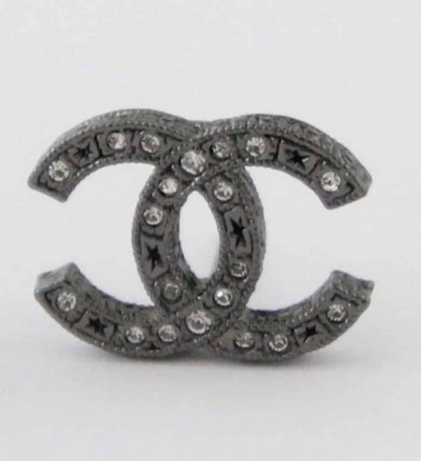 CHANEL CC Stud Earrings Silver Metal Black & Crystal Pre-Fall 2014 - Image 4