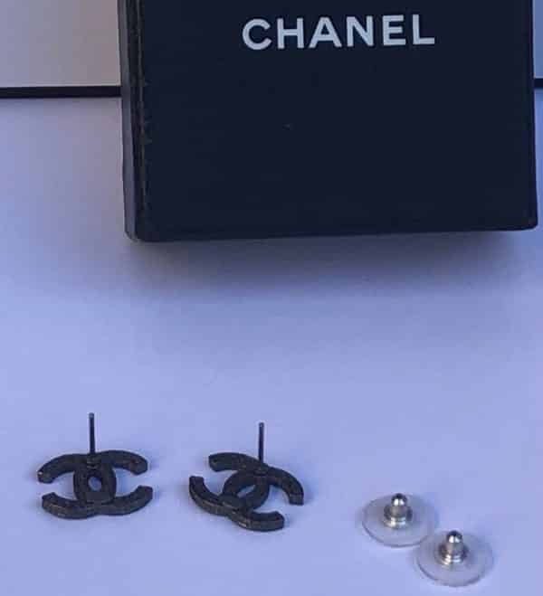CHANEL CC Stud Earrings Silver Metal Black & Crystal Pre-Fall 2014 - Image 6