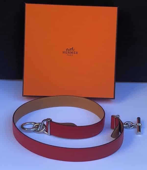 HERMÈS Chaine D’Ancre Belt Anchor Chain & Red Leather