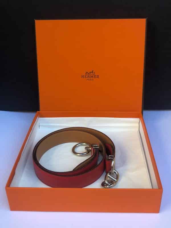 HERMÈS Chaine D’Ancre Belt Anchor Chain & Red Leather - Image 4
