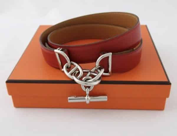 HERMÈS Chaine D’Ancre Belt Anchor Chain & Red Leather - Image 5