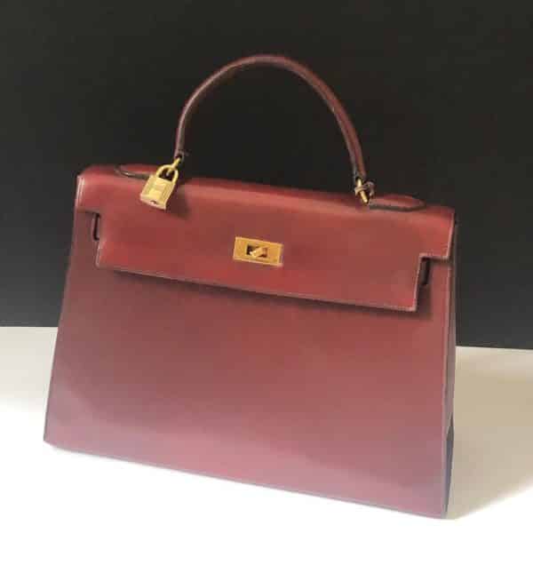HERMÈS Vintage Kelly Sellier 32 Box Calfskin Iconic 1970s Rouge H - Image 9