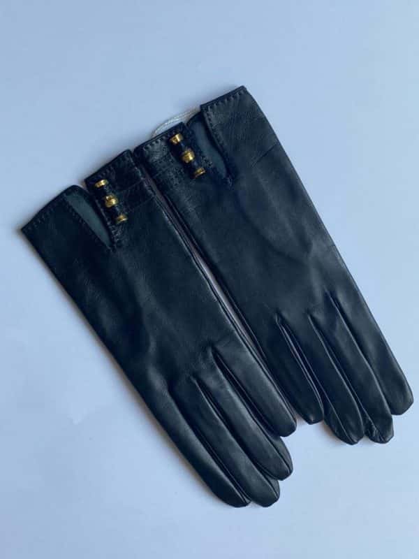HERMÈS Leather Gloves Black 24 Fbg St Honoré - Image 3