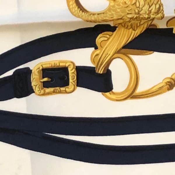 HERMÈS Scarf Brides de Gala Silk H Grygkar Navy Blue Gold W/Box - Image 9