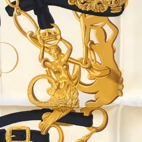 HERMÈS Scarf Brides de Gala Silk H Grygkar Navy Blue Gold W/Box - Image 11