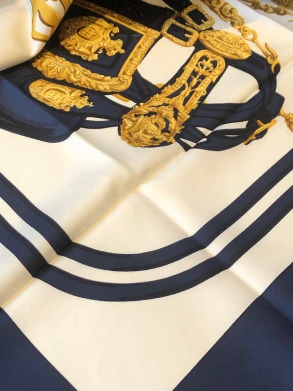 HERMÈS Scarf Brides de Gala Silk H Grygkar Navy Blue Gold W/Box - Image 12