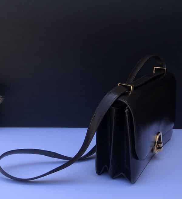 HERMÈS Vintage Box Calf Leather Ring Shoulder Bag 1975 - Image 8