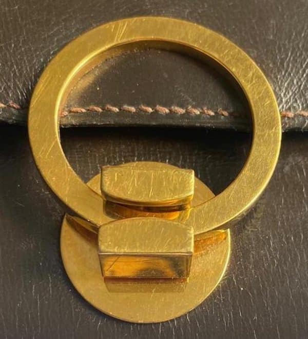 HERMÈS Vintage Box Calf Leather Ring Shoulder Bag 1975 - Image 12