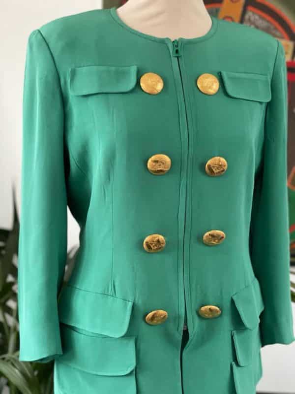 TORRENTE 1980s Suit jacket Skirt Jewel Buttons Vintage - Image 4