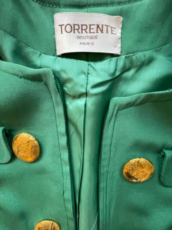 TORRENTE 1980s Suit jacket Skirt Jewel Buttons Vintage - Image 5