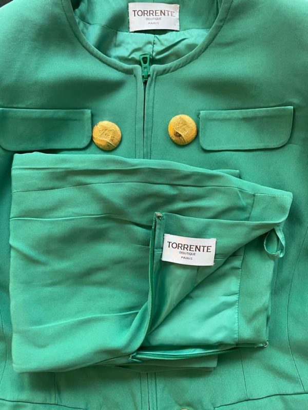 TORRENTE 1980s Suit jacket Skirt Jewel Buttons Vintage - Image 6