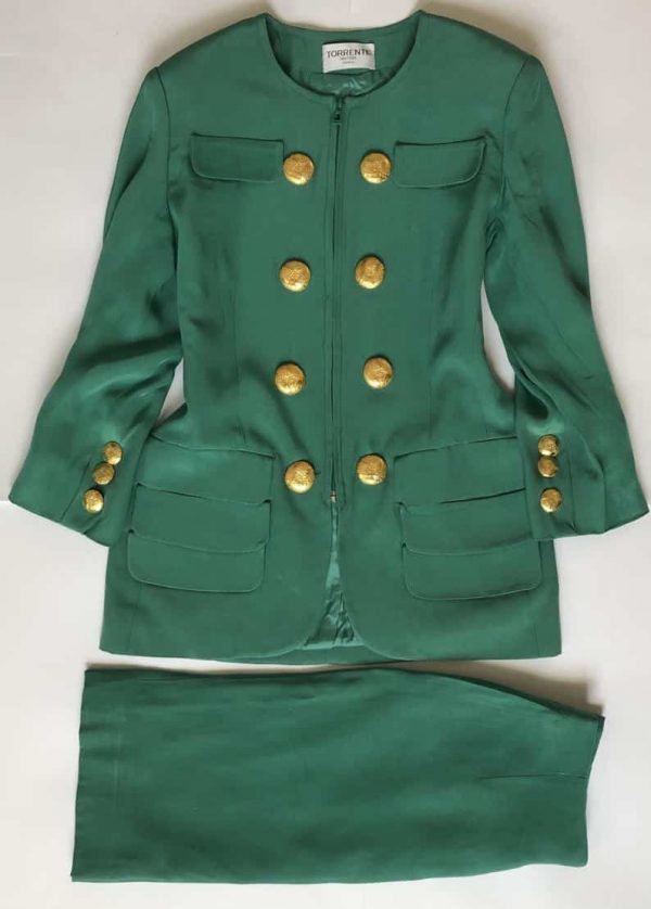 TORRENTE 1980s Suit jacket Skirt Jewel Buttons Vintage - Image 7