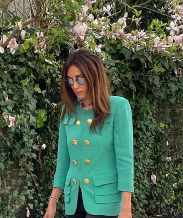 TORRENTE 1980s Suit jacket Skirt Jewel Buttons Vintage