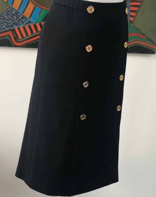 CÉLINE Skirt Vintage Sport With 8 Gold Tone Logo Buttons