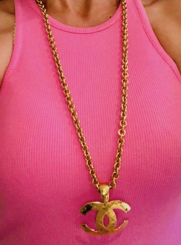 CHANEL 1994 CC Pendant Chain Necklace Vintage Gold Quilted - Image 5