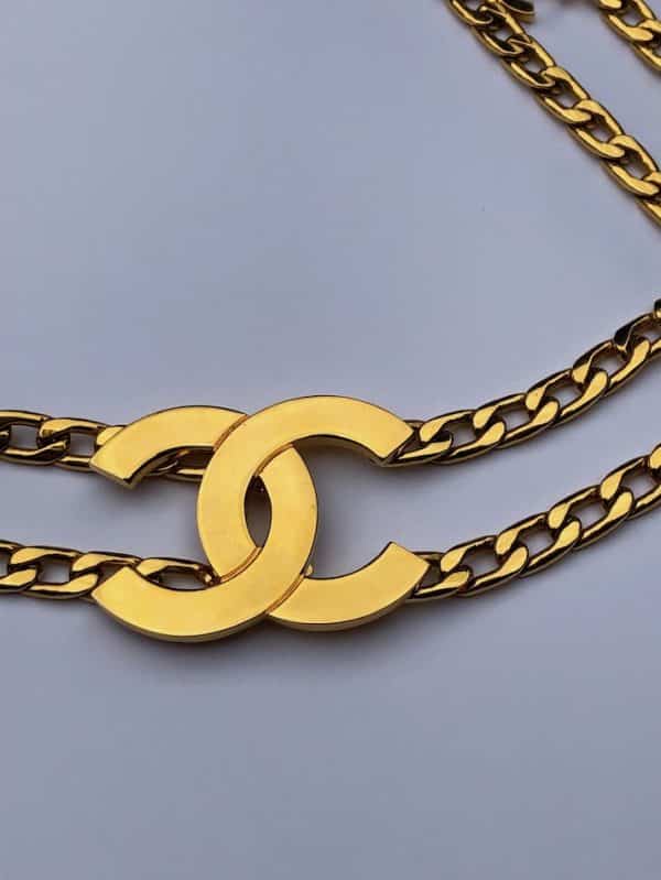 CHANEL 1997 CC Logos Double Chain Belt Vintage Very Rare - Image 3