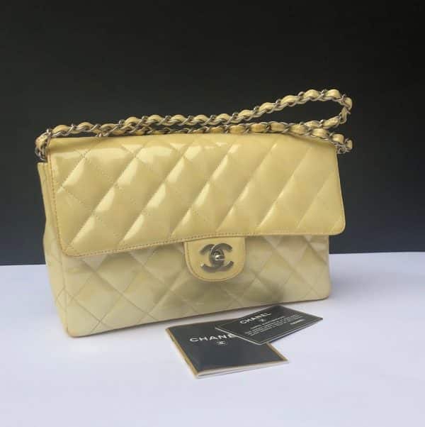 CHANEL Timeless 2.55 Flap Bag Patent Leather Cream Circa 2000 - Image 4