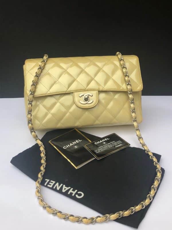 CHANEL Timeless 2.55 Flap Bag Patent Leather Cream Circa 2000 - Image 5
