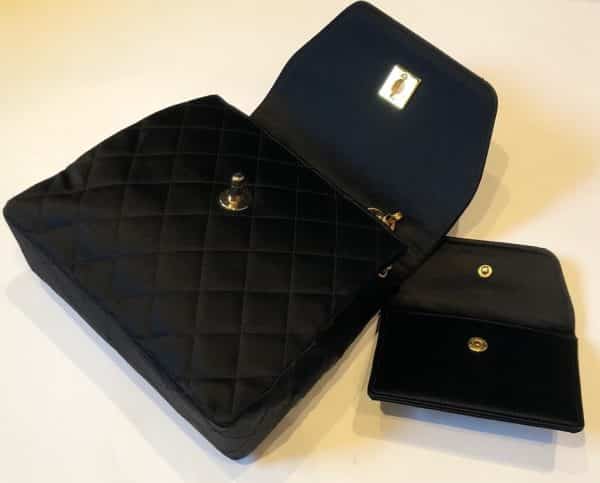 CHANEL Vintage Satin Quilted Black Flap Bag 1990s - Image 10