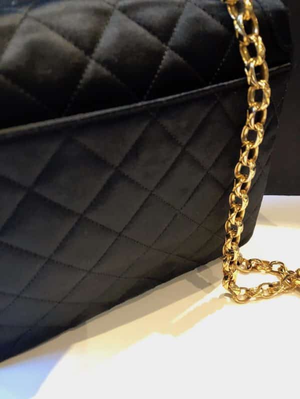 CHANEL Vintage Satin Quilted Black Flap Bag 1990s - Image 13