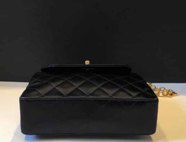 CHANEL Vintage Satin Quilted Black Flap Bag 1990s - Image 9