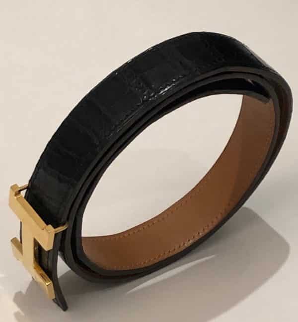 HERMÈS H Crocodile Constance Belt Black Vintage 1990s - Image 7