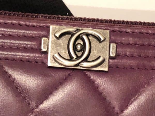 CHANEL Boy Long Wallet Quilted Purple Lambskin Clutch - Image 6
