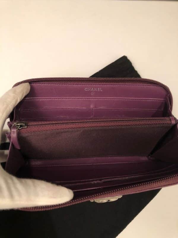 CHANEL Boy Long Wallet Quilted Purple Lambskin Clutch - Image 8