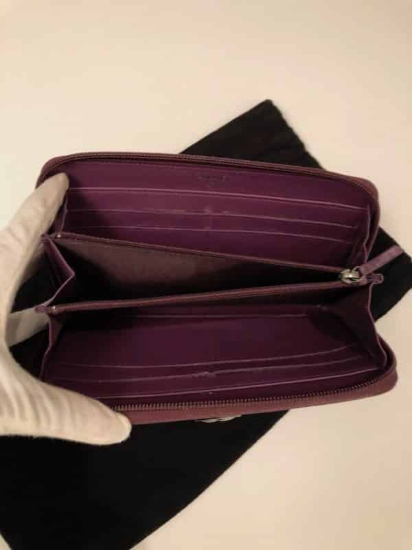 CHANEL Boy Long Wallet Quilted Purple Lambskin Clutch - Image 9