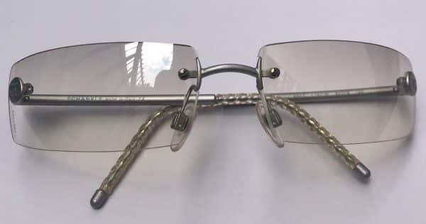 CHANEL CC Rimless Rectangular  Clear Sunglasses 2000