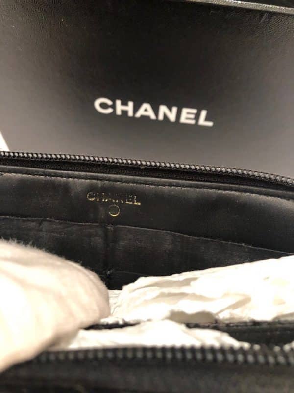 CHANEL CC Stitched Logo Long Black Wallet Zipper Vintage 2004 - Image 12