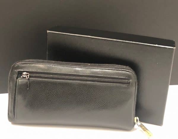 CHANEL CC Stitched Logo Long Black Wallet Zipper Vintage 2004 - Image 5