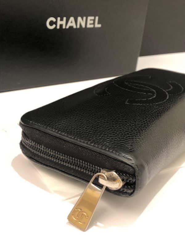 CHANEL CC Stitched Logo Long Black Wallet Zipper Vintage 2004 - Image 7