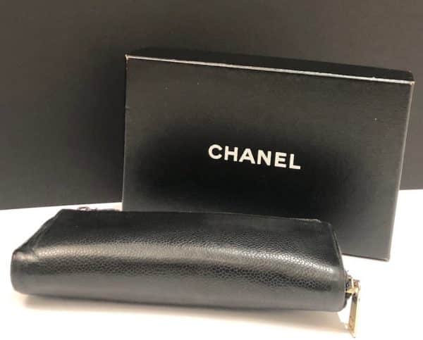 CHANEL CC Stitched Logo Long Black Wallet Zipper Vintage 2004 - Image 9