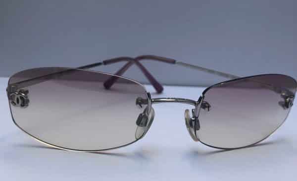 CHANEL Rimless CC Logo Slim Pink Sunglasses W/Case Box - Image 4