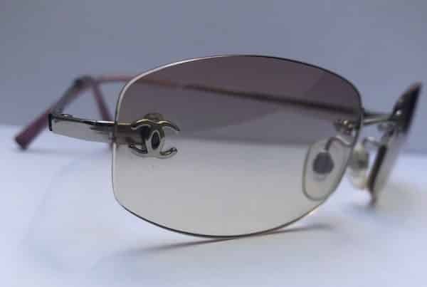 CHANEL Rimless CC Logo Slim Pink Sunglasses W/Case Box - Image 6