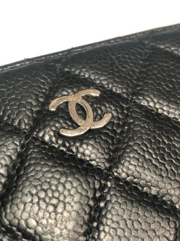CHANEL Wallet Black Caviar Quilted CC Logo Long Vintage - Image 12