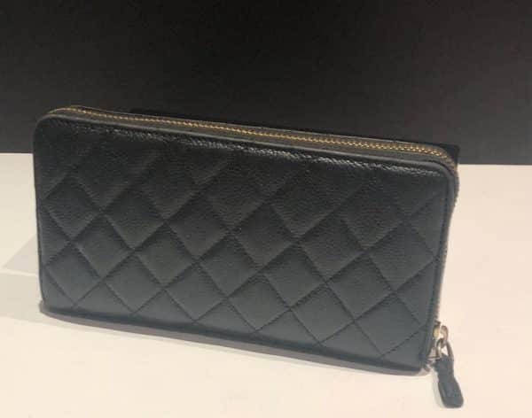 CHANEL Wallet Black Caviar Quilted CC Logo Long Vintage - Image 6