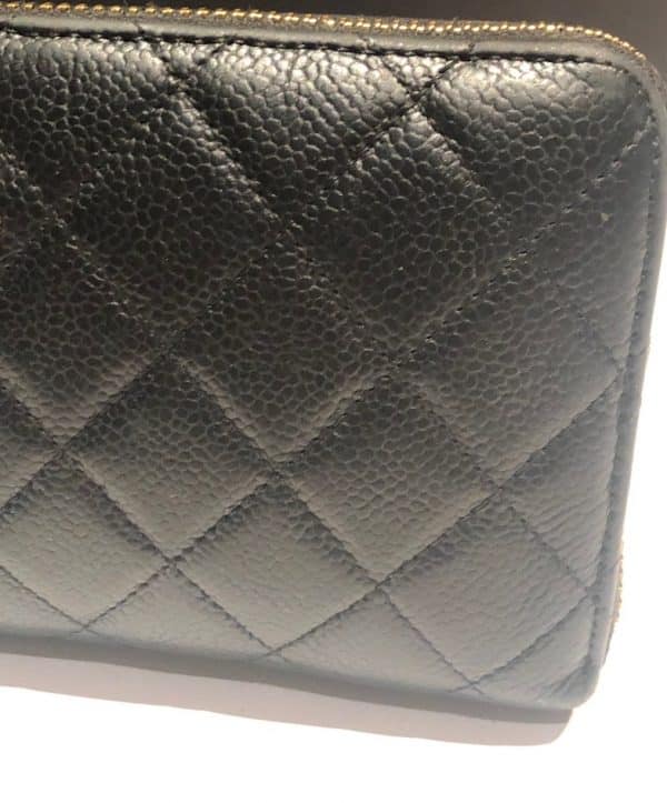 CHANEL Wallet Black Caviar Quilted CC Logo Long Vintage - Image 7