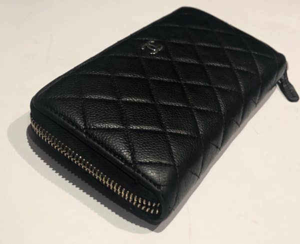 CHANEL Wallet Black Caviar Quilted CC Logo Long Vintage - Image 8