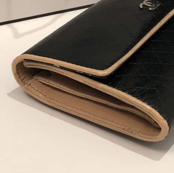 CHANEL Wallet Quilted CC Logo Black Cream Long Fold Purse 2008 - Image 5